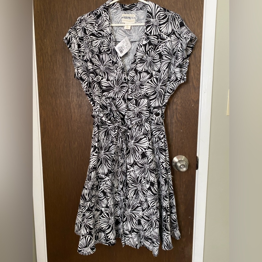 Cynthia Rowley Black and White Wrap Midi Dress